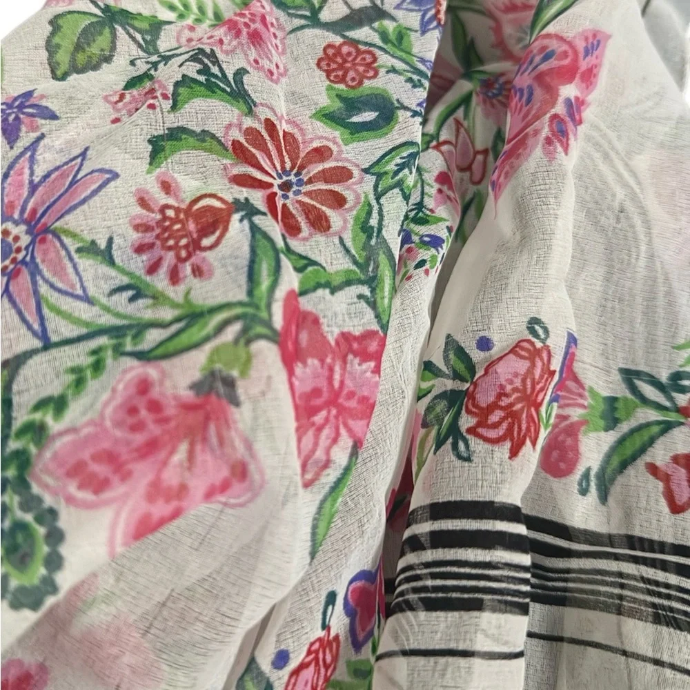 1980’s Sheer Floral Patterned Scarf, Dainty and Delicate Look, Made in Italy 29”
